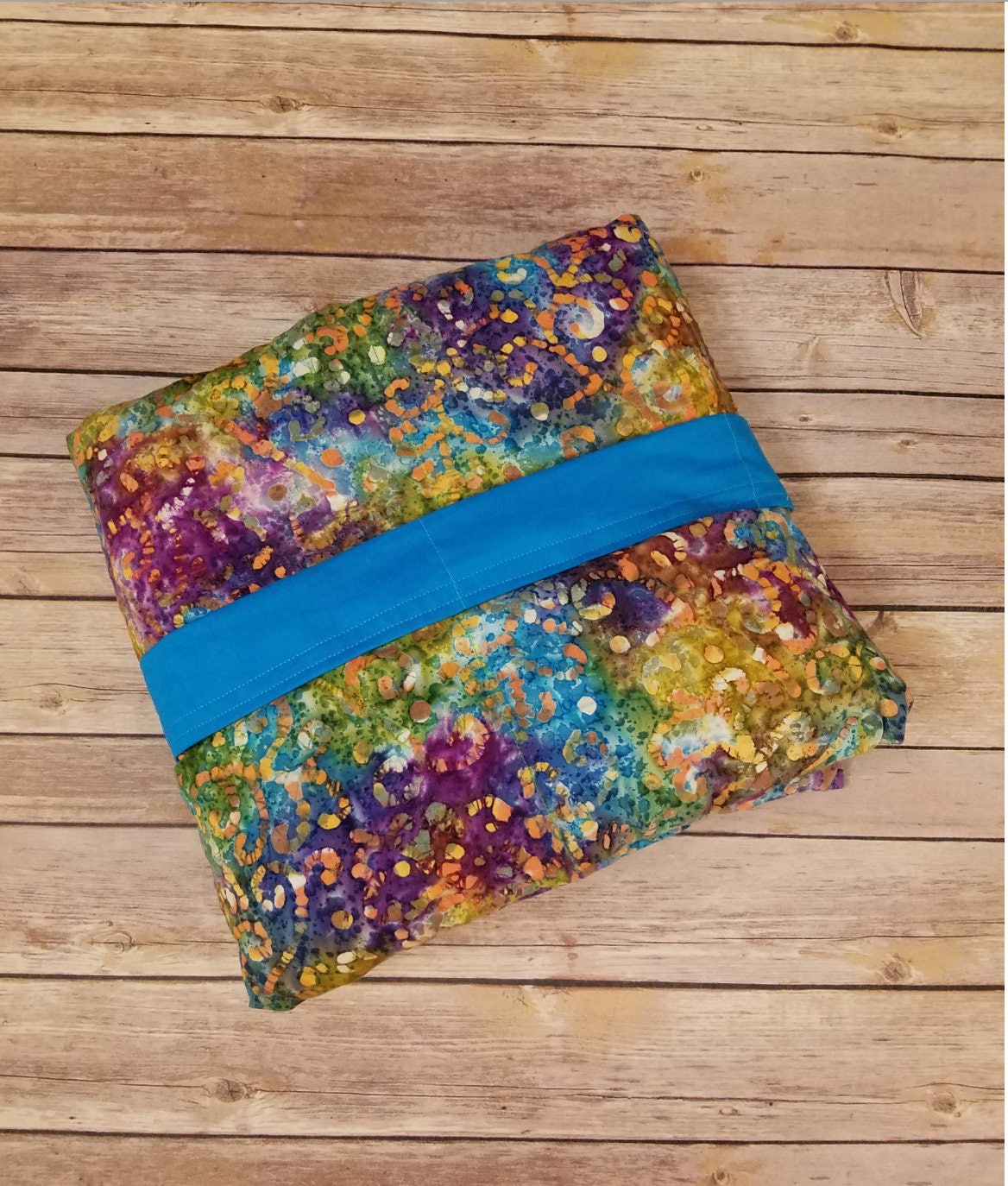 Weighted Blanket, 10 Pound, Teal Batik, 40x50, READY TO SHIP, Twin Size