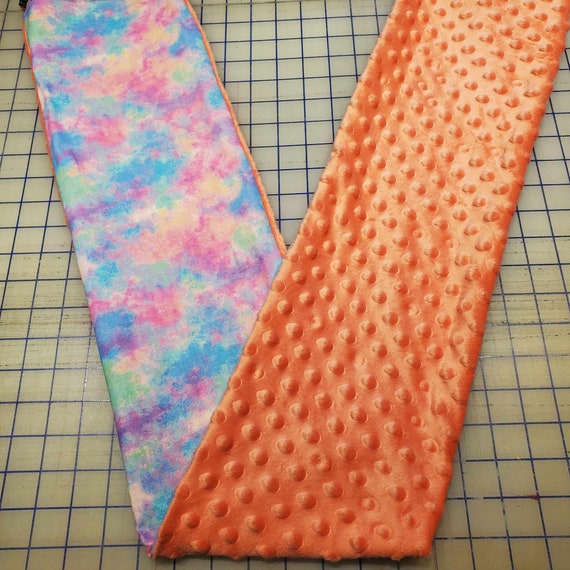 Weighted Neck Wrap, Pastel Tie Dye Print with Coral Minky, 32x7 Inches, 3 to 6 Pounds, Weighted Shoulder Wrap, Minky