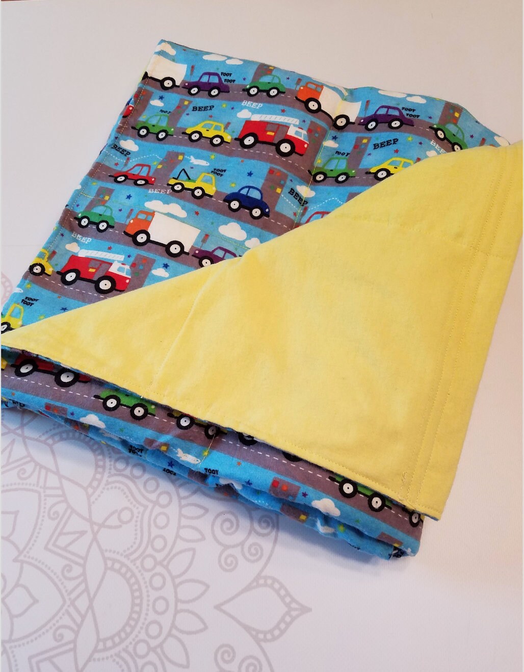 READY to SHIP, Weighted Blanket, 40-42, 6 Pounds, Traffic, Yellow