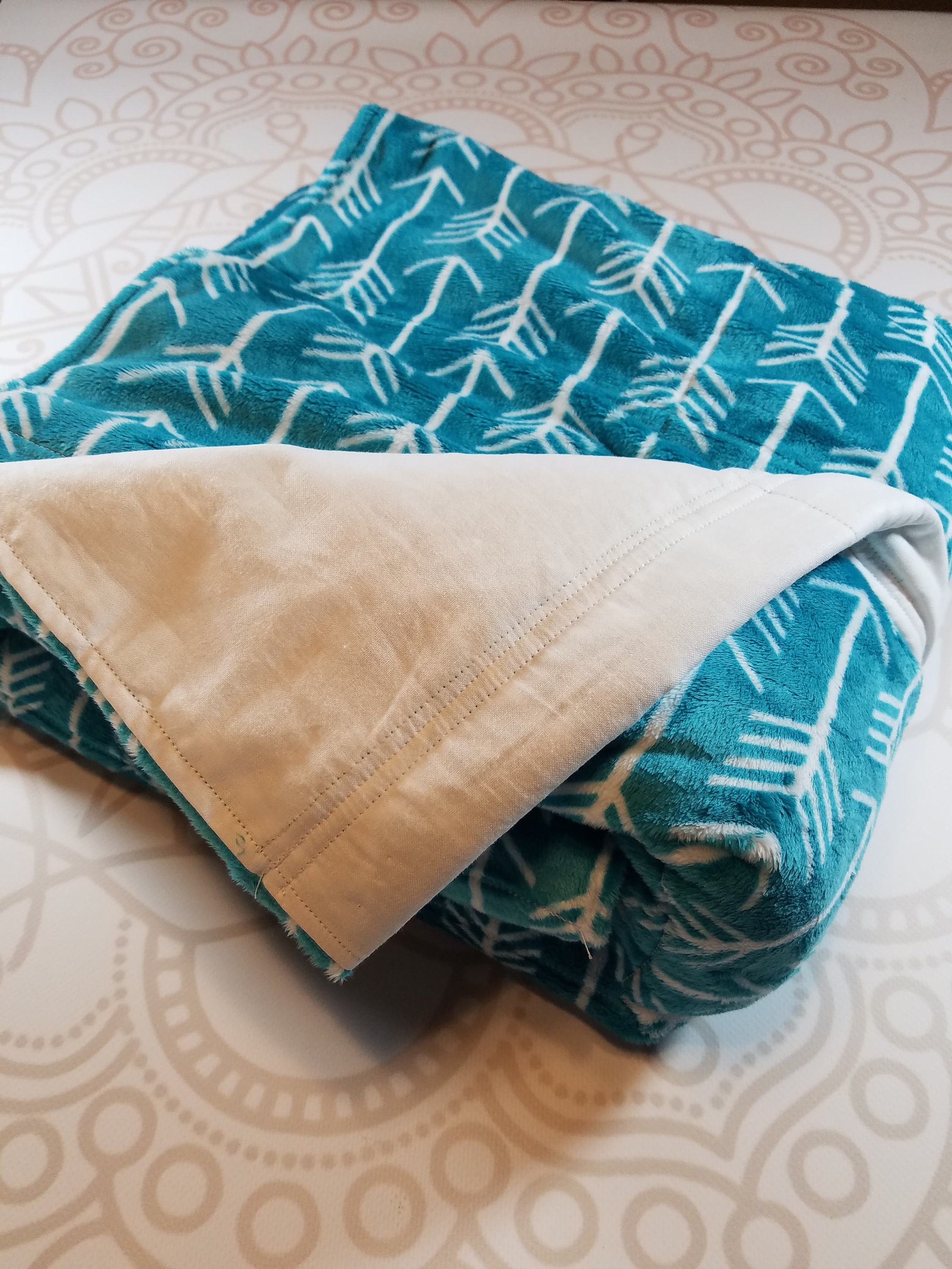 READY to SHIP, 40x70-15 Pounds, Weighted Blanket, Teal Arrow Minky