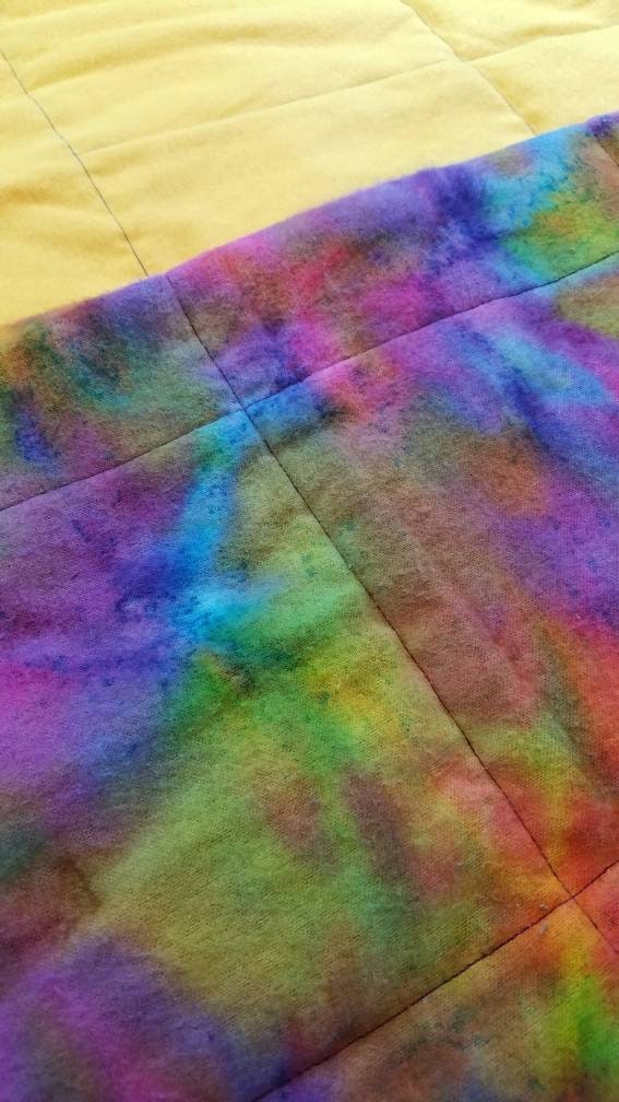 Rainbow Tie Dye Weighted Blanket, Cotton Flannel, Up to Twin Size, 3 to