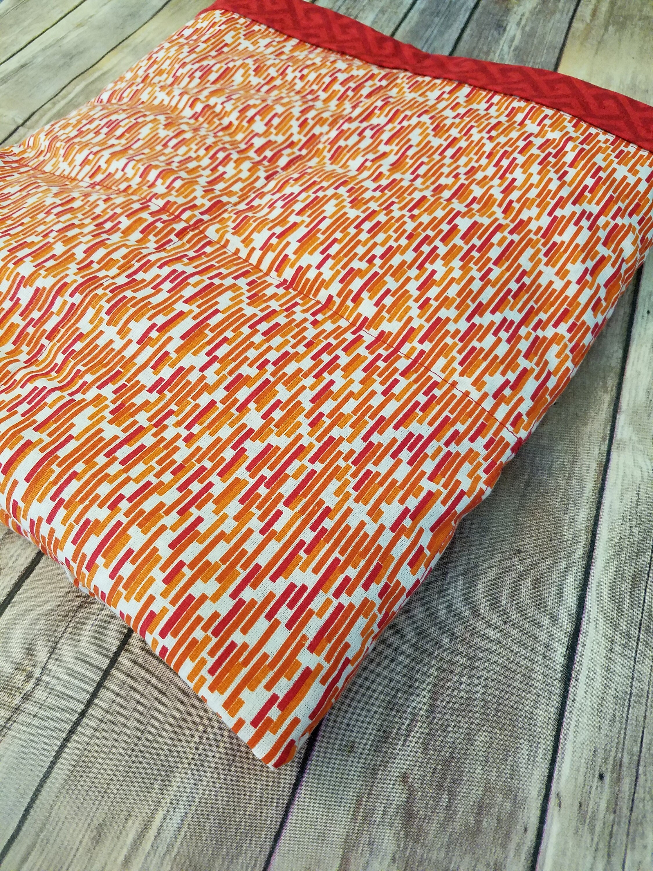 Red, Orange, Greek, 9 Pound, WEIGHTED BLANKET, Ready To Ship, 9 Pounds
