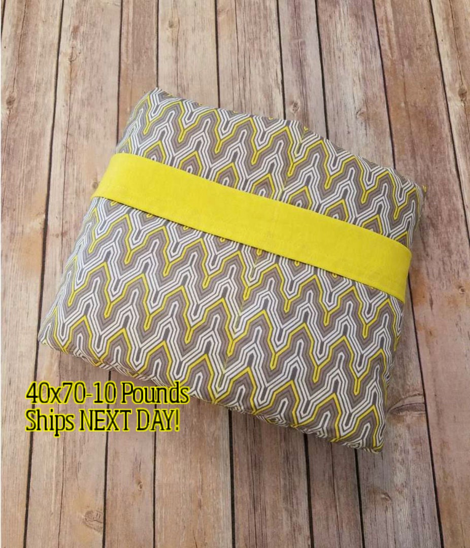 Weighted Blanket, 10 Pound, Gray Yellow Geometric, 40x70, READY TO SHIP