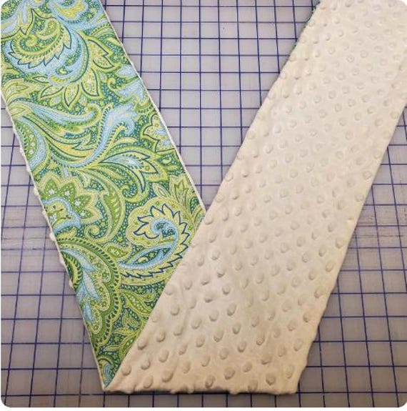 Weighted Neck Wrap, Green Paisley Woven Cotton, Ivory Minky, 32x7 Inches, 3 to 6 Pounds, Weighted Shoulder Wrap, Minky Neck Wrap