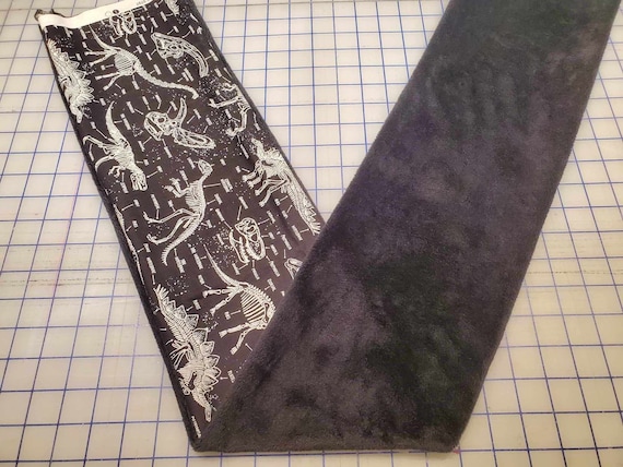 Weighted Neck Wrap, GITD Dino Print with Black Minky, 32x7 Inches, 3 to 6 Pounds, Weighted Shoulder Wrap, Minky Adult Weighted Neck Wrap