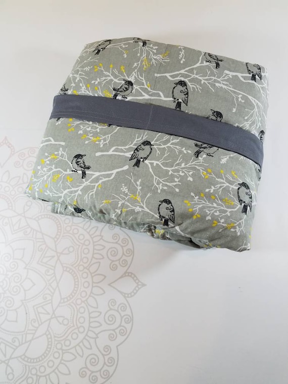 Gray Black Birds on Branches, Weighted Blanket, Cotton, Up to Twin Size, 3 to 20 Pounds, Adult Weighted Blanket, SPD, Autism,Calming Blanket