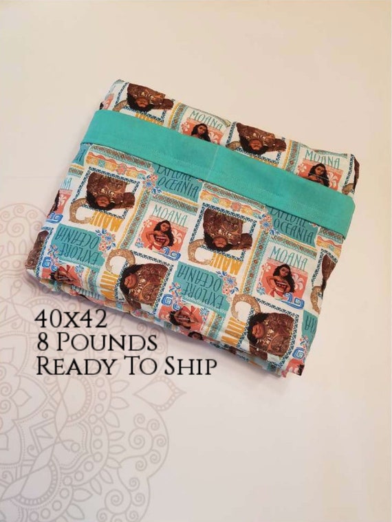 READY to SHIP, Weighted Blanket, 40-42-8 Pounds, Movie, Teal Woven Cotton Back, Sensory Blanket, Calming Blanket,