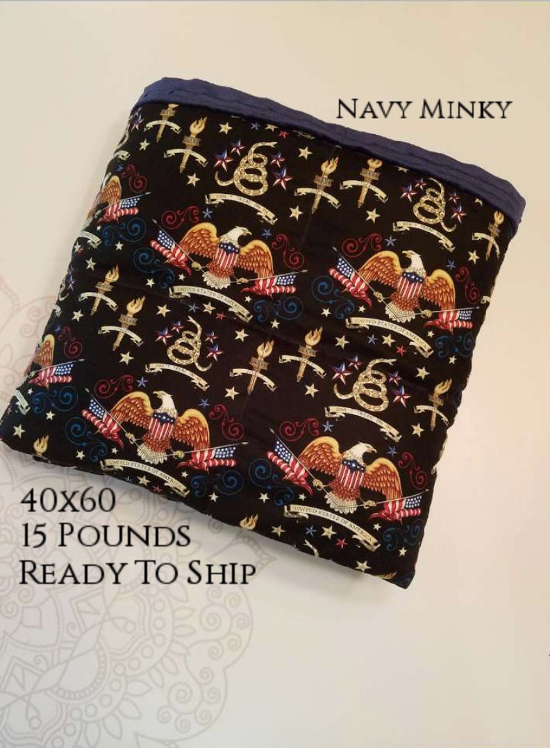 READY to SHIP, Weighted Blanket, 40x60-15 Pounds, Eagle Woven Cotton