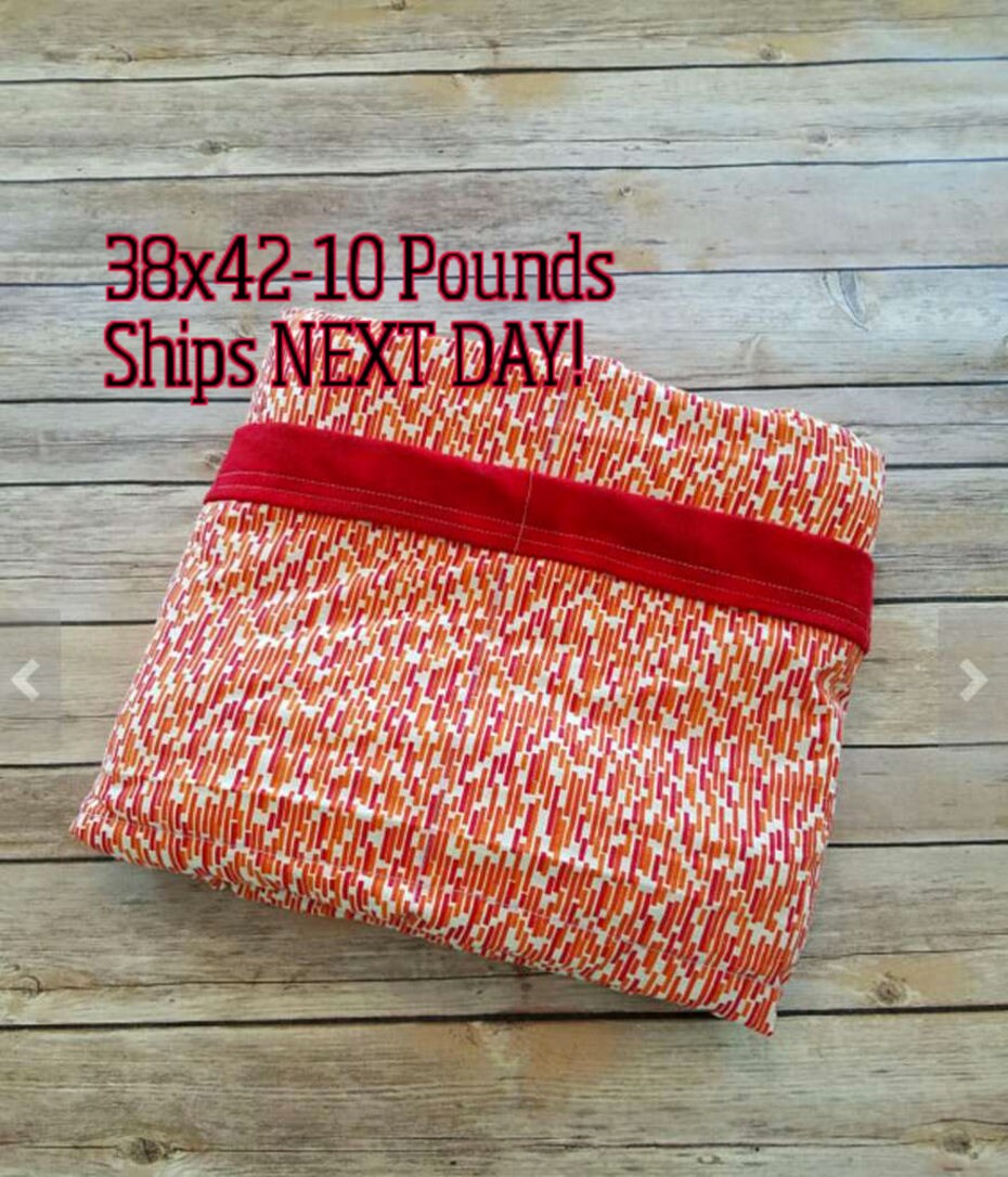 Red Tonal, 10 Pound, WEIGHTED BLANKET, Ready To Ship, 10 Pounds, 38x42