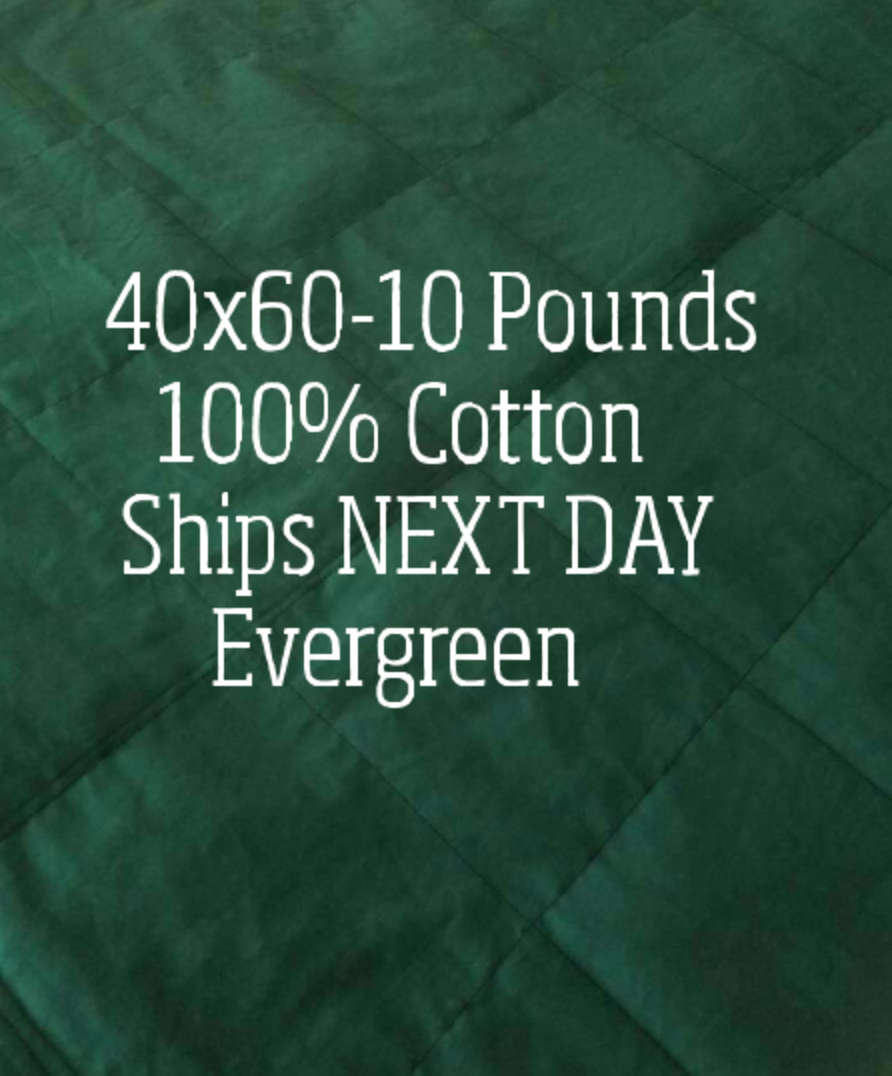 Weighted Blanket, 10 Pound, Evergreen, Green 40x60, READY TO SHIP, Twin