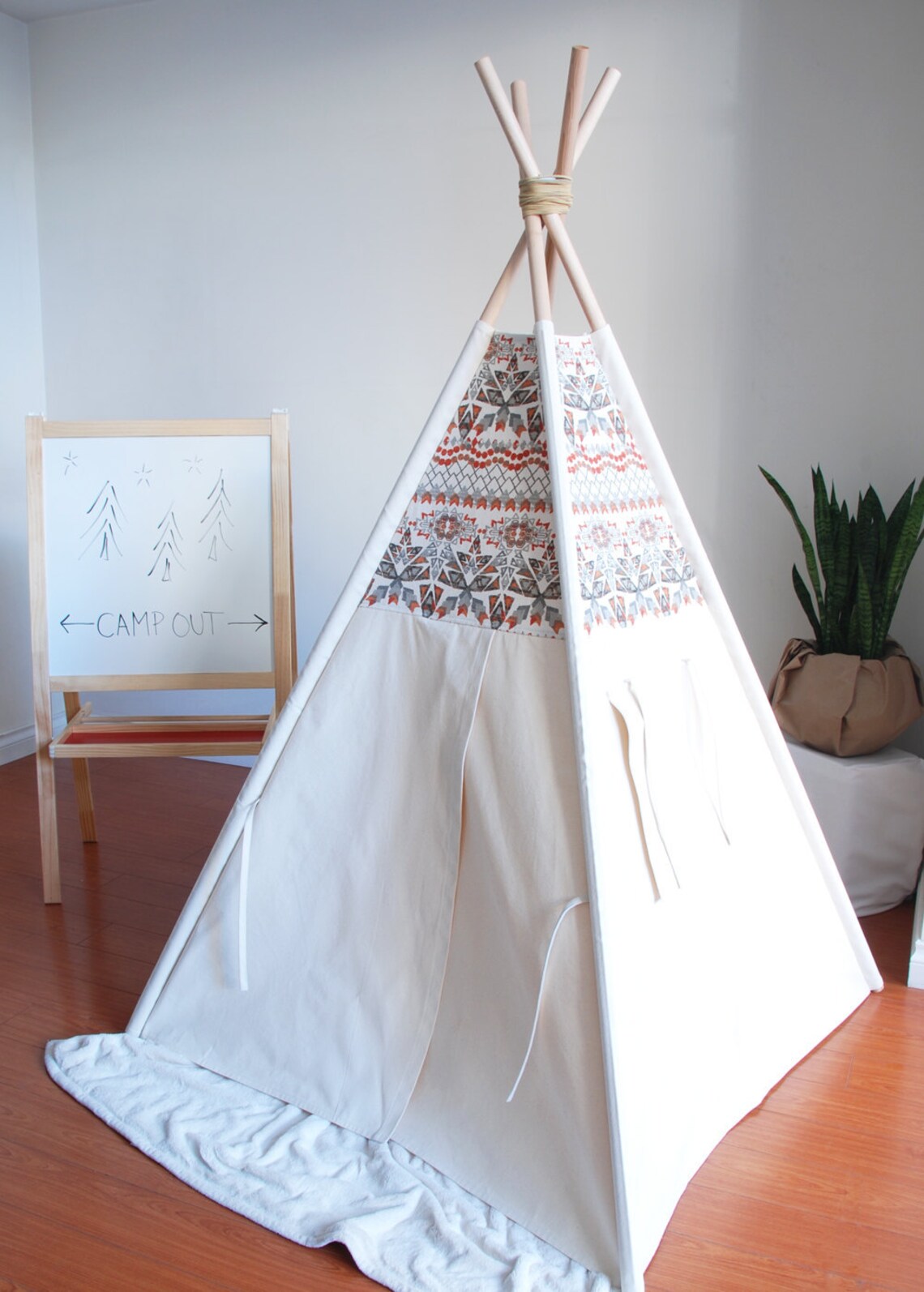 Natural Canvas Teepee Palm Trees Teepee Play Tent Play Etsy