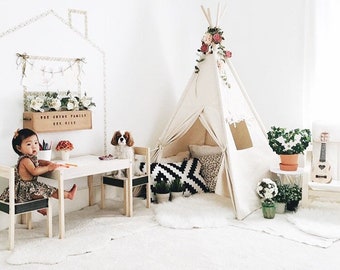 Natural Canvas Teepee, Play Tent, Kids Teepee Tent, Childrens Teepee, Teepee Tent, Teepee, Tipi