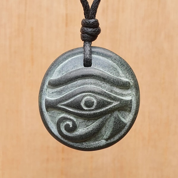 Eye Of Ra Pendant | Eye Of Ra Necklace | Egyption Symbol Of Protection | Hand Carved  Natural Stone Unisex Spritual Talisman Jewelry