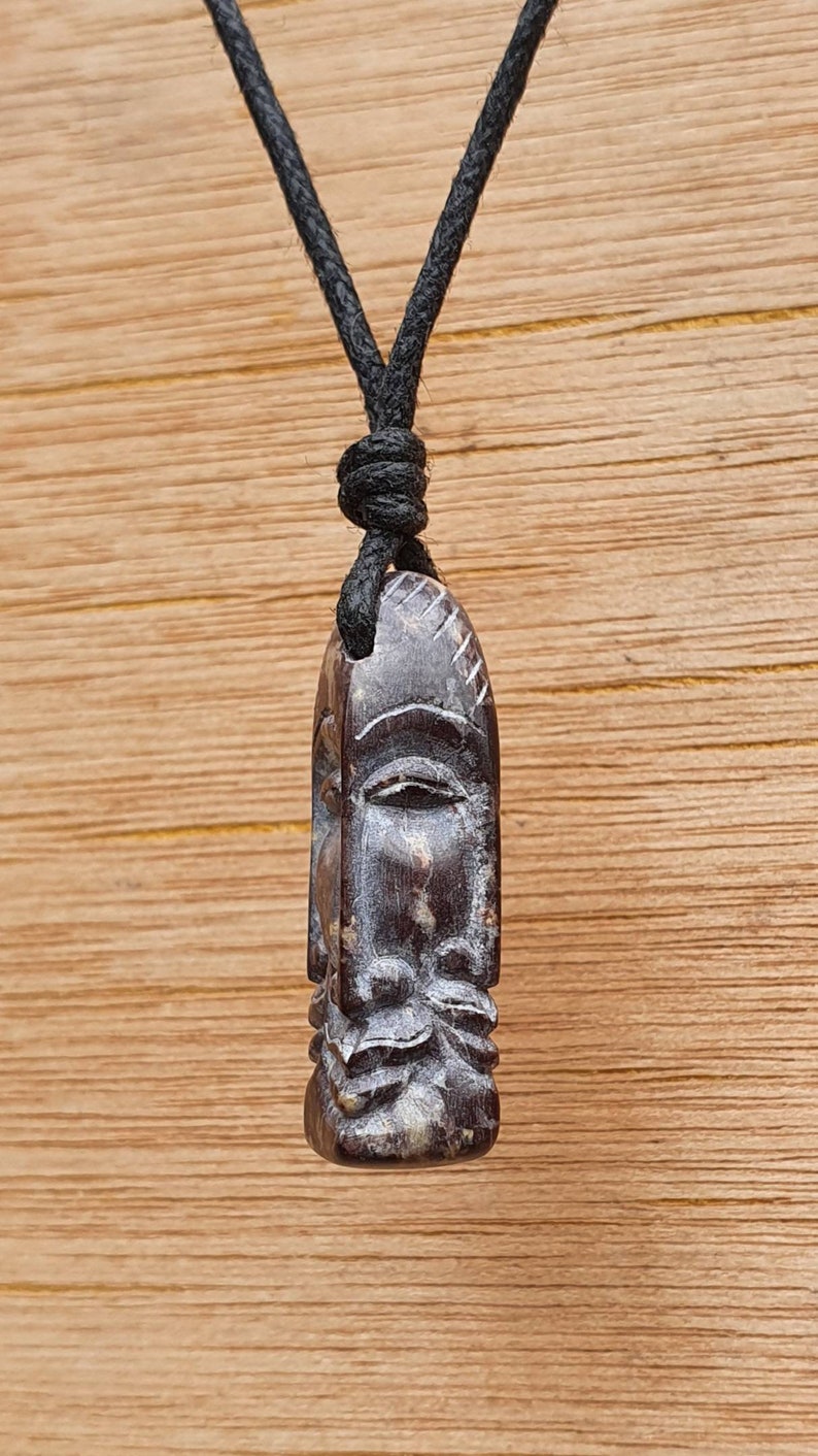 Brahma Head Face Pendant Hand-carved Stone Necklace Charm - Etsy