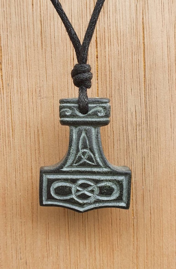 Thor s Hammer Pendant Mjolnir Symbol Necklace Viking Jewellery Norse Mythology Thunder God Hand carved From Natural Stone by Myself Etsy