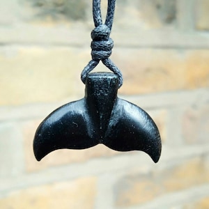 Whale Tail Pendant Hand-Carved Natural Stone Necklace Jewelry. Wisdom, Protection And Long Life Talisman | Handmade By Myself | Uniqe Gift