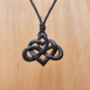 Infinity Celtic Knot Heart Pendant | Carved Natural Stone Celtic Love Knot Necklace Jewelry | Symbol Of Love Eternity And Friendship