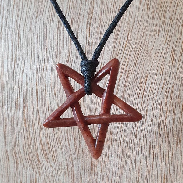 Pentagram pendant | Hand-Carved From Natural Stone | Pentangle Protection Symbol | Five-Pointed Star | Handmade Necklace Jewellery By Myself