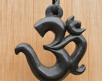 Om Ohm Aum Pendant | Sound Of The Universe Symbol | Hand-Carved by myself From Natural Stone | Handmade Yoga Jewelry | Handcrafted Necklace