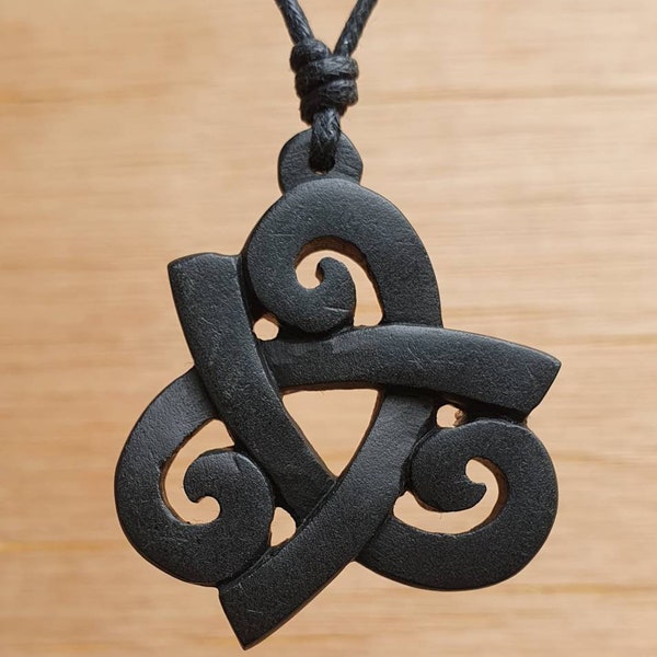 Celtic Triskelion Spiral Pendant | Hand-Carved By Myself From Natural Stone | Pagon Symbol Of Triple Goddess | Handcrafted Necklace Jewelry