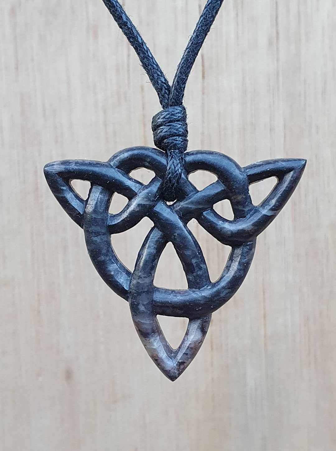 Infinity Celtic Knot Heart Pendant Carved Natural Stone Celtic Love