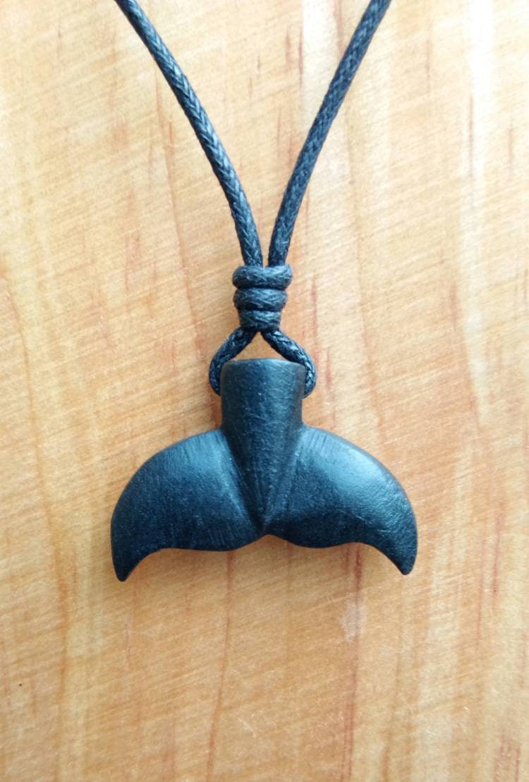 Whale Tail Pendant Hand-carved Natural Stone Necklace