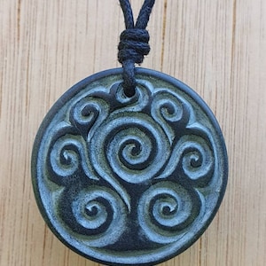 Tree Of Life Pendant Hand-Carved By Myself From Natural Stone | Celtic Style Spiral Oak Tree | Handcrafted Unique jewelry | Pagan Methology