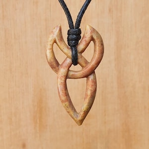 Celtic Knot Triquetra Pendant Charm Necklace Jewelry | Eternity Trinity Frienship Love Symbol | Hand-Carved From Natural Stone By Myself