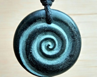 Celtic Spiral Pendant | Symbol of New Beginning Eternity Growth Prosperity | Hand-Carved Stone Charm Necklace Jewelry Handmade By Myself