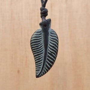 Leaf Pendant | Leaf Necklace Jewelry | Symbol Of Success Abundance | Hand Carved Natural Stone Unisex Nature Lovers Spritual Jewelry