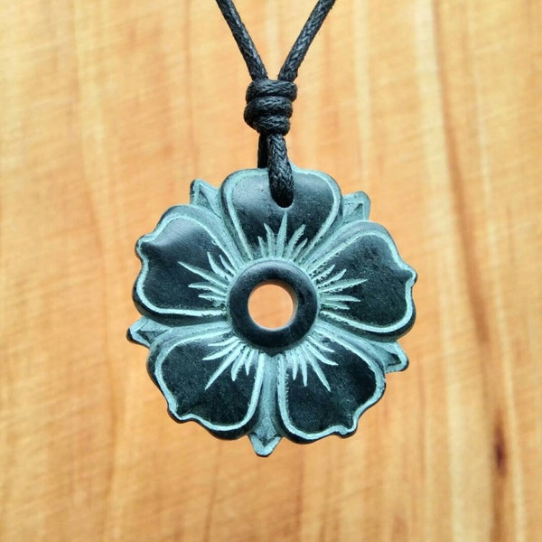 Lotus Flower Pendant | Lotus Mandala Necklace | Hindu And Buddhist Symbol Of Transformation | Hand-Carved From Natural Stone By Myself |