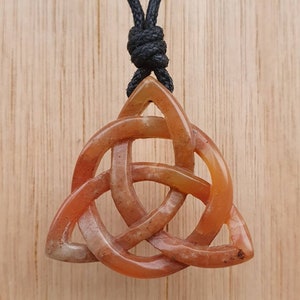 Triquetra Celtic Knot Pendant | Symbol of Trinity Eternity Love Unity Friendship | Hand-Carved Stone Necklace Jewelry | Handmade By Myself.