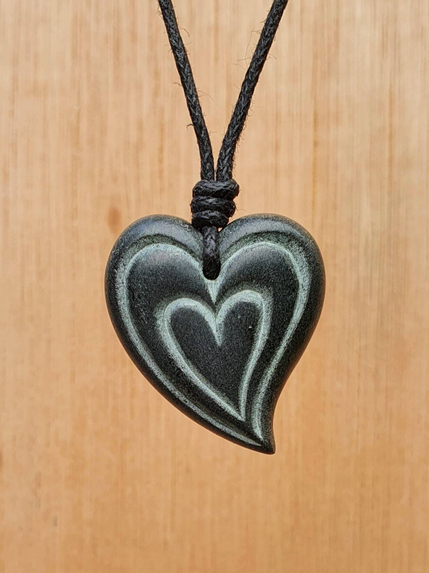 Heart Pendant | Love Heart Charm Necklace | Hand Carved