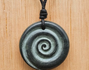 Celtic Spiral Pendant | Symbol Of New Beginning Prosperity Grouth Energy Eternity | Carved Stone Necklace Charm Jewellery Handmade By Myself