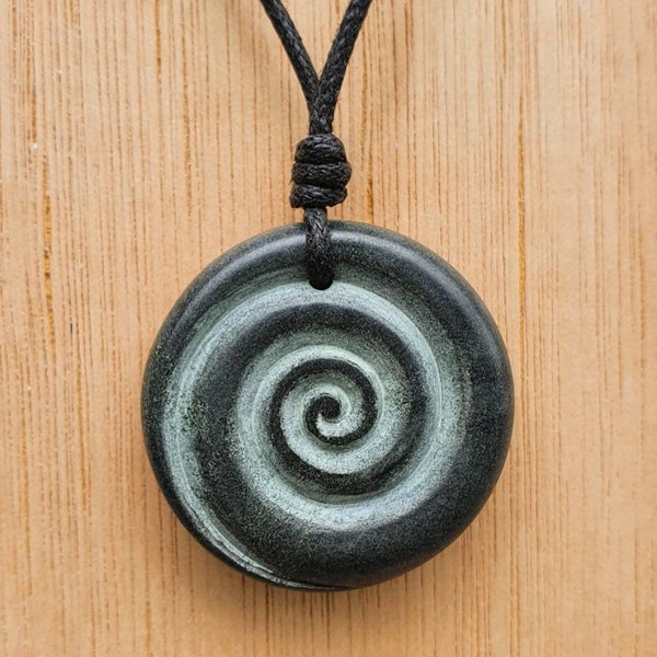 Celtic Spiral Pendant | Symbol Of New Beginning Prosperity Grouth Energy Eternity | Carved Stone Necklace Charm Jewellery Handmade By Myself