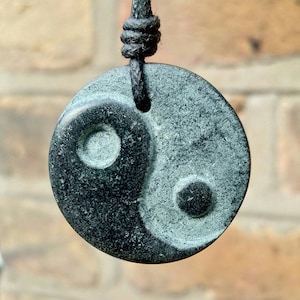 Yin and Yang Pendant | Tai Chi Symbol Necklace | Tao Charm Jewelry | Sympol Of Balance And Harmony. Hand-Carved From Natural Stone By Myself