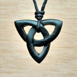 Celtic Knot Triquetra Pendant Charm Necklace Jewelry | Eternity Trinity Frienship Love Symbol | Hand-Carved From Natural Stone By Myself