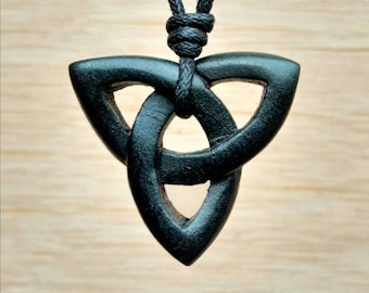 Celtic Knot Triquetra Pendant Charm Necklace Jewelry | Eternity Trinity Frienship Love Symbol | Hand-Carved From Natural Stone By Myself
