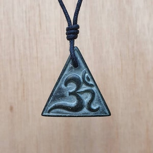Om (Aum) Pendant Creation And Eternity Symbol | Sanskrit Mantra | Hand-Carved Charm Necklace Jewelry | Handmade From Natural Stone By Myself