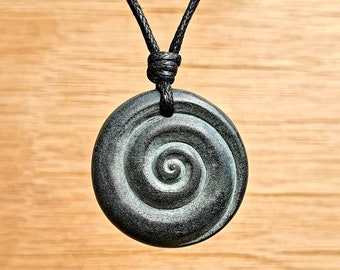 Celtic Spiral Pendand | Hand Carved By Myself From Natural Stone | Pagan Symbol Of Sun New Beginnings Eternity Continuity | Unisex Jewelry