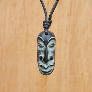 Face Pendant | Face Necklace Charm Jewelry | Protection And Good Luck Talisman | Hand-Carved From Natural Stone By Myself |