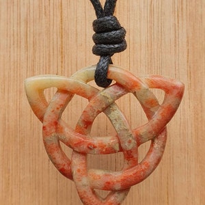 Triquetra Celtic Knot Pendant | Symbol of Trinity Eternity Love Unity Friendship | Hand-Carved Stone Necklace Jewelry | Handmade By Myself.