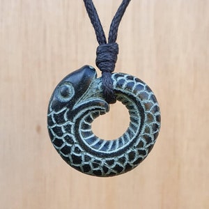 Ouroboros Pendant | Infinity Symbol | Serpent Necklace | Circle Of Life Charm | Norse Eternity | Hand-Carved From Natural Stone By Myself