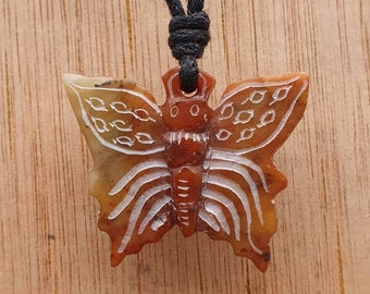 Butterfly Pendant | Butterfly Necklace Jewelry | Animal Charm | Symbol Of Transformation | Hand-Carved From Natural Stone By Myself