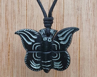 Butterfly Pendant | Butterfly Necklace Jewelry | Animal Charm | Symbol Of Transformation | Hand-Carved From Natural Stone By Myself