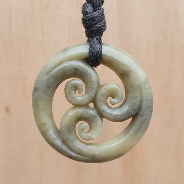 Celtic Triskelion Spiral Pendant | Hand-Carved By Myself From Natural Stone | Pagon Symbol Of Triple Goddess | Handcrafted Necklace Jewelry