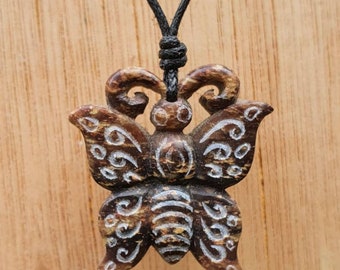 Butterfly Pendant | Butterfly Necklace Jewelry | Animal Charm | Symbol Of Transformation | Hand-Carved From Natural Stone By Myself