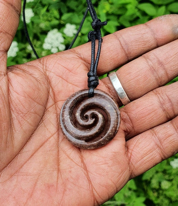 Celtic Spiral Pendant Spiral Symbol Necklace Jewelry New Beginning  Prosperity Growth Energy Eternity Hand-carved by Myself From Stone 