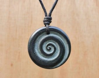 Celtic Spiral Pendant | Hand Carved By Myself From Natural Stone | Pagan Symbol Of Sun New Beginnings Eternity Continuity | Spritual Jewelry