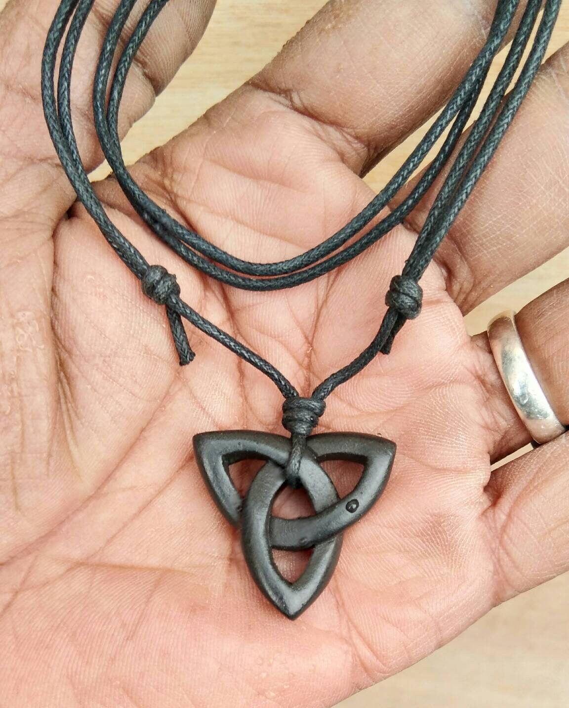 Celtic Knot Triquetra Pendant Charm Necklace Jewelry Eternity Trinity  Frienship Love Symbol Hand-carved From Natural Stone by Myself 